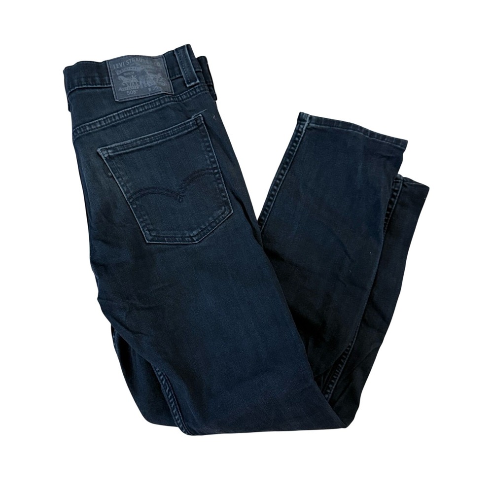 Levi's‎ 508 Jeans Mens 29x30 Black Slim Tapered Fit Denim Pants Distressed